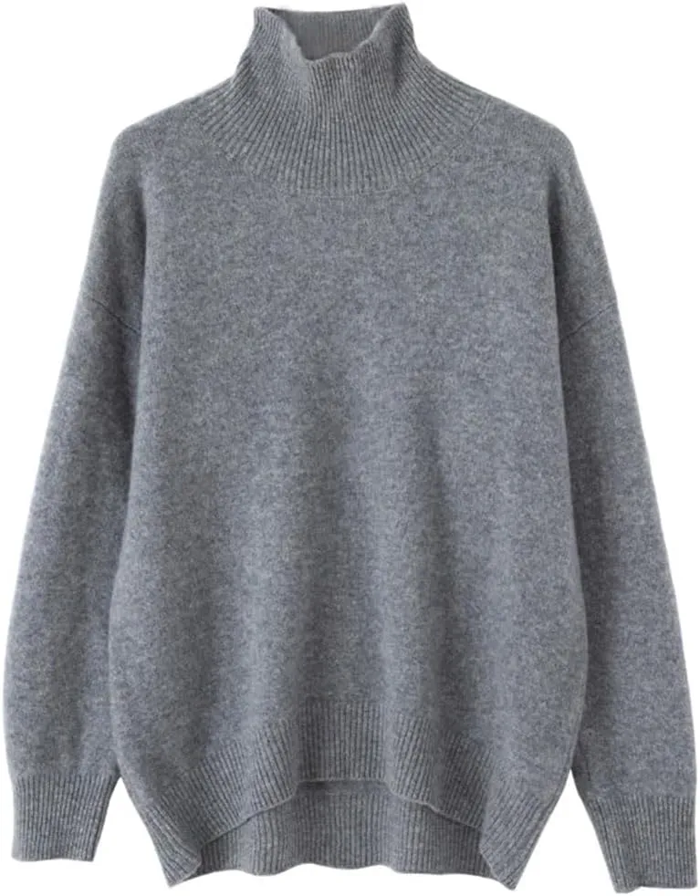 Women's Wool Sweater Turtleneck Loose Casual Jumpers Pullover Soft Oversized Knitted Sweaters