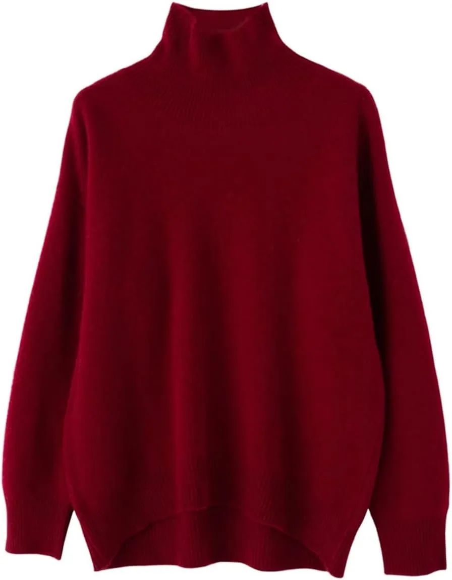 Women's Wool Sweater Turtleneck Loose Casual Jumpers Pullover Soft Oversized Knitted Sweaters