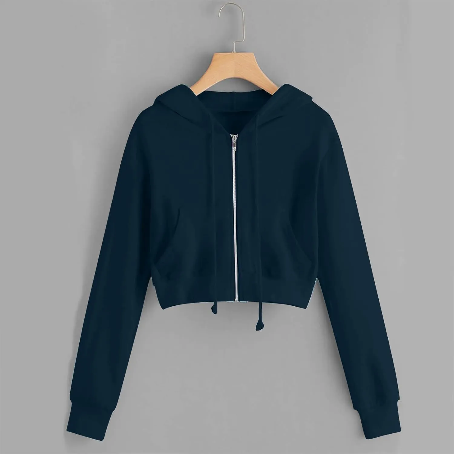 Womens Y2K Cropped Zip Up Hoodies Long Sleeve Lightweight Sweatshirts Jackets Trendy Tees Girl Clothes 2024