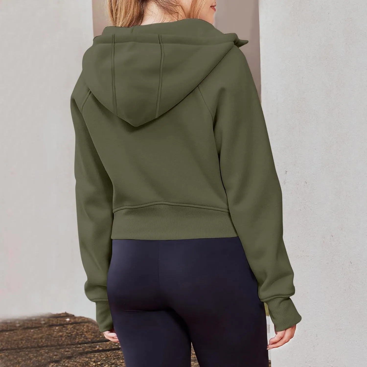 Womens Zip Up Hoodies Cropped Sweatshirts Fleece Jackets Fall Outfits Casual Hooded Y2k Tops Winter Clothes