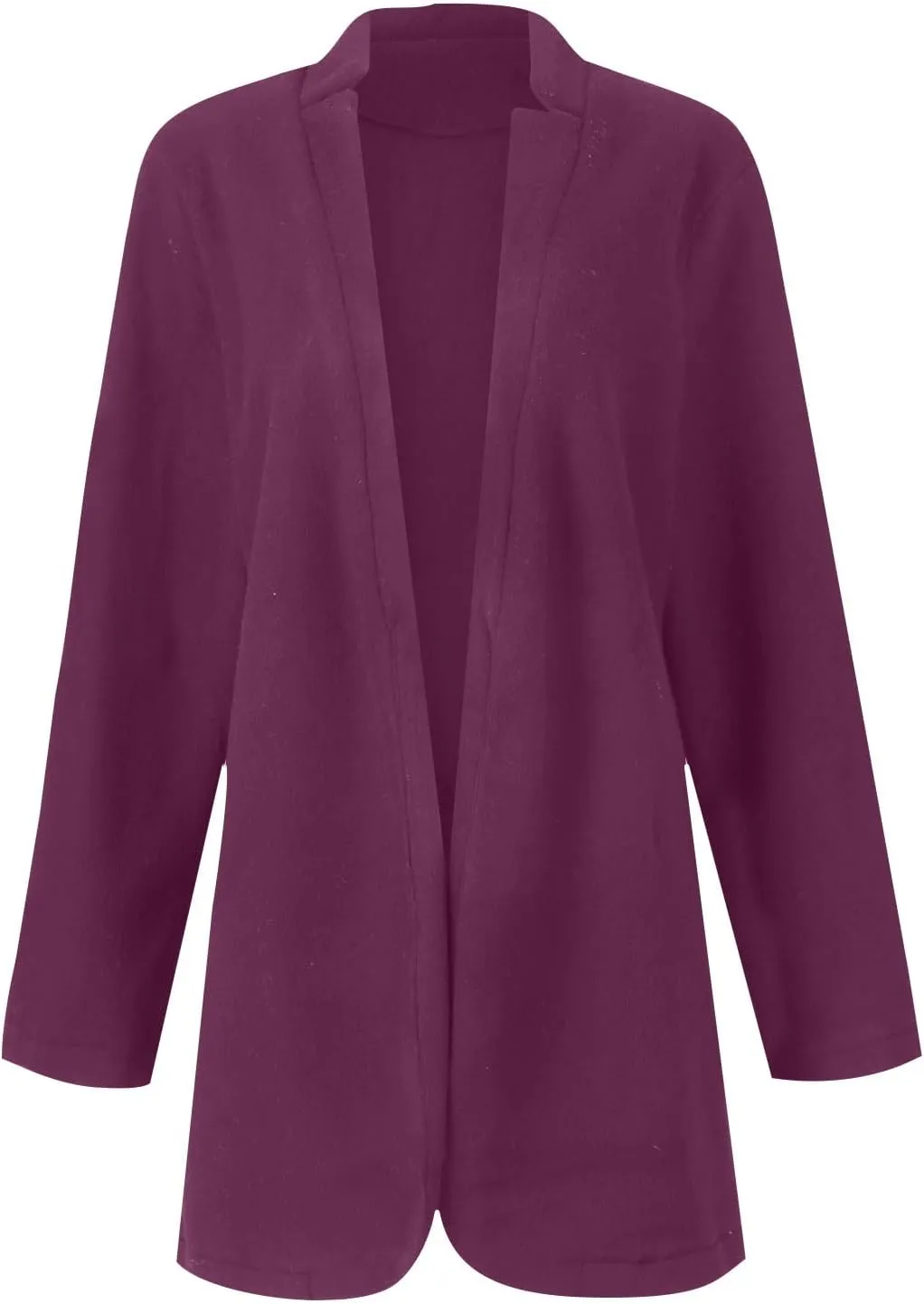 Wool Coats for Women Casual Notch Lapel Open Front Cardigan Outwear Mid Length Solid Color Pea Trench Coat 2023