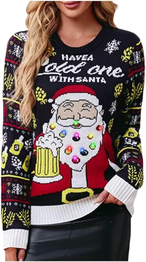 WYTong Christmas Sweaters Womens Christmas Tree Printed Sweatshirt Crew Neck Soft Warm Pullover Tops Funnny Xmas Sweater
