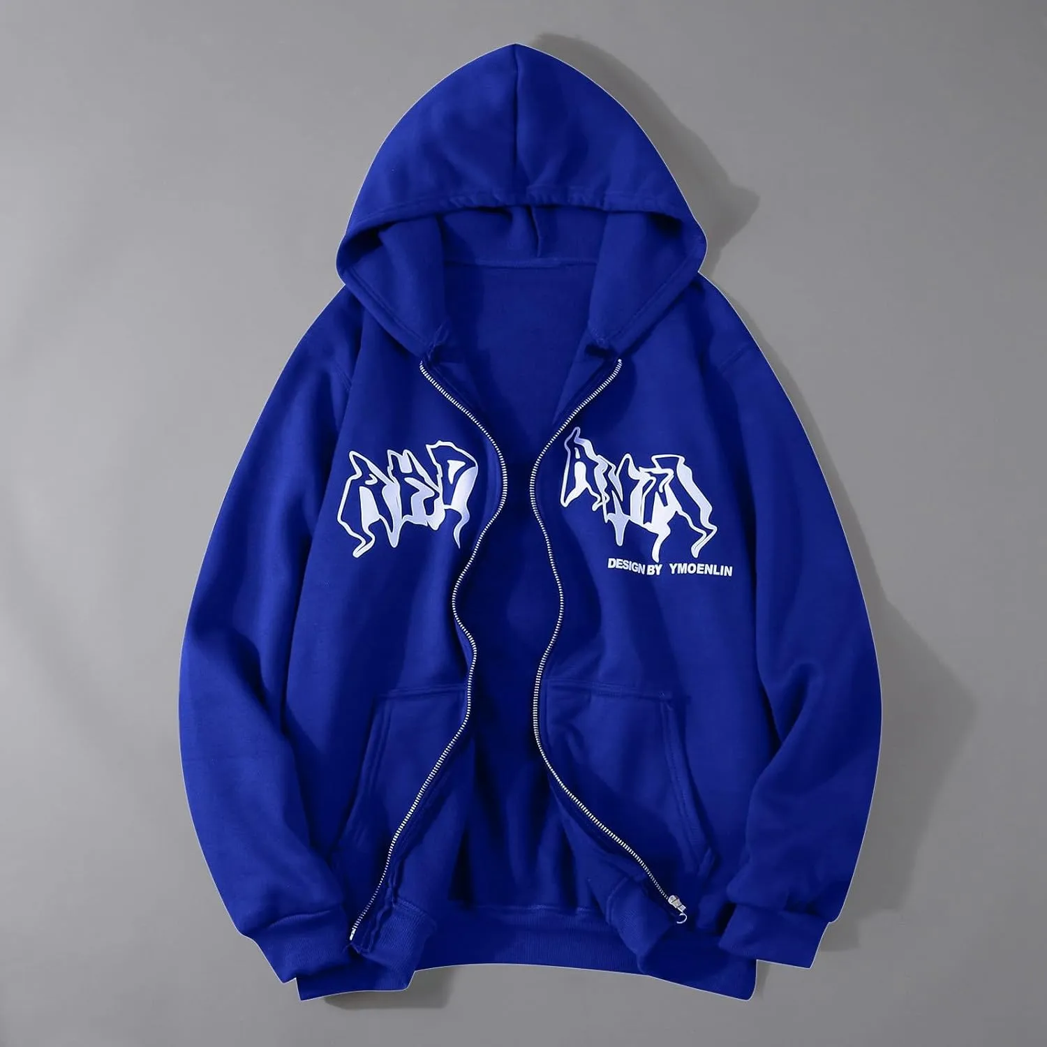 Y2k Sweatshirts for Women Full Zip Up Hooded Jacket Hip Hop Vintage Goth Print Tops Street Fashion Pullovers