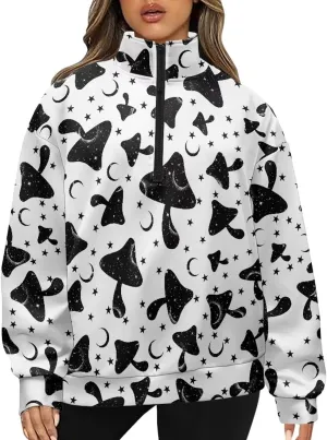 YEXIATODO Oversized Quarter Zip Sweatshirt Women Half Zip Hoodies S-3XL
