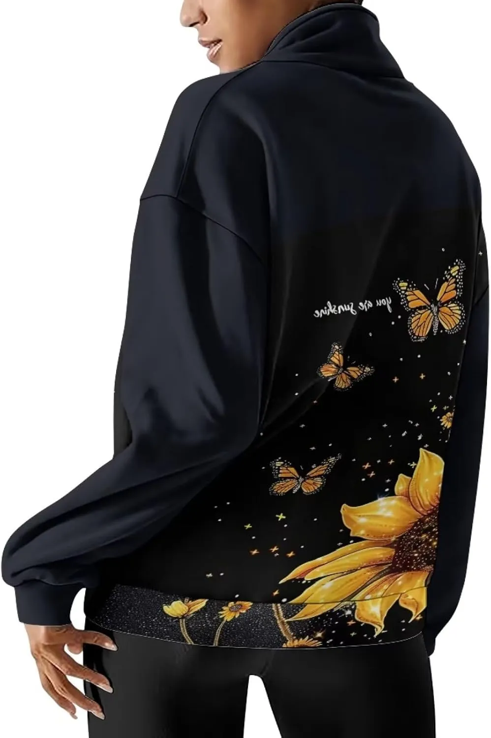 YEXIATODO Oversized Quarter Zip Sweatshirt Women Half Zip Hoodies S-3XL
