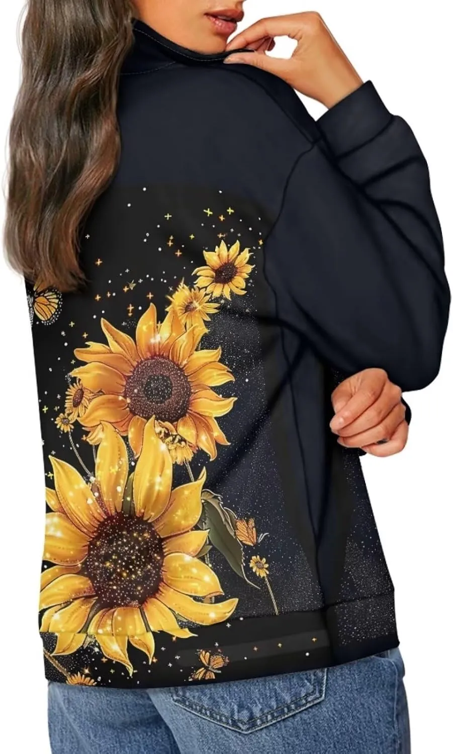 YEXIATODO Oversized Quarter Zip Sweatshirt Women Half Zip Hoodies S-3XL