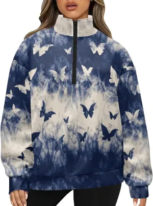 YEXIATODO Womens Half Zip Pullover Plus Size Sweatshirts Graphic Sweatshirts Workout Hoodies for Girls Teens S-3XL