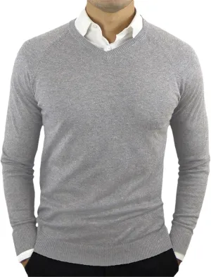 Yiqinyuan Green Mens V Neck Sweater Slim Fit Solid Color Lightweight Knitted Pullover Sweaters Mens Breathable Soft Sweaters