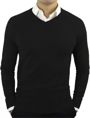 Yiqinyuan Green Mens V Neck Sweater Slim Fit Solid Color Lightweight Knitted Pullover Sweaters Mens Breathable Soft Sweaters