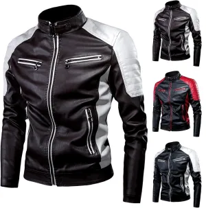 Ymosrh Jackets for Men Fashion Casual Long Sleeve Solid Stand Zipper Leather Jacket Top Mens Coats Jackets Winter