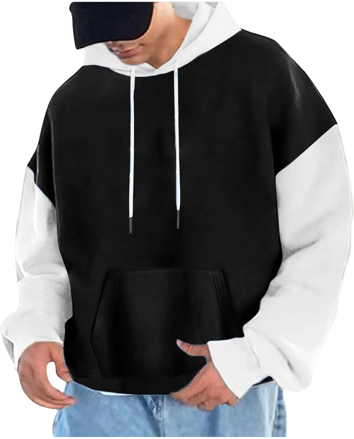 Ymosrh Men's Fashion Hoodies & Sweatshirts Casual Hoodie Drawstring Long Sleeve Hooded Sweatshirt For Men, M-3XL