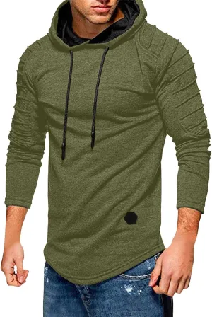 Ymosrh Men's Fashion Hoodies Sleeve Hooded Pullover Casual Workout Athletic Hoodie Sweatshirt Drawstring Sweatshirts, M-2XL