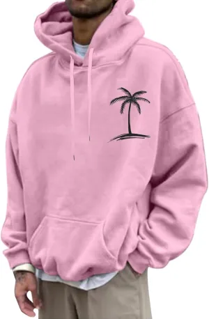 Ymosrh Mens Graphic Hoodies Casual Palm Tree Hoodie Sweatshirt Long Sleeve Fashion Drawstring Pullover Sweatshirts, M-4XL