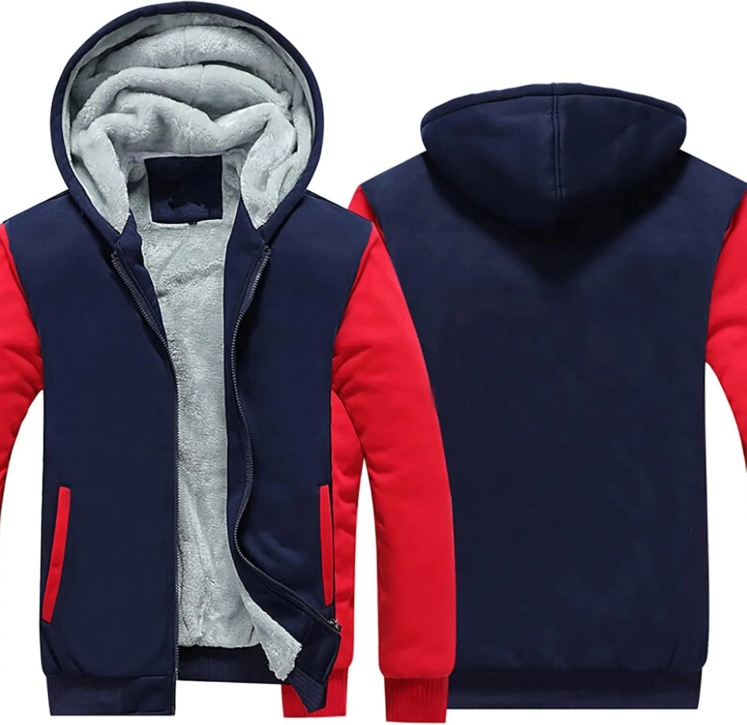 Ymosrh Men's Hooded Sweatshirt Zip Up Hoodie Fleece Lined Pullover Sweatshirts Casual Jacket Coat Sweatshirt, S-5XL