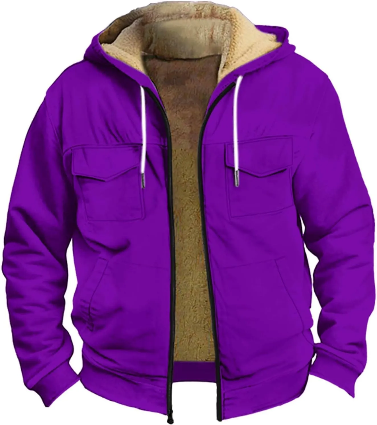 Ymosrh Men's Sweatshirt Fleece Hoodie Zip Up Fall Winter Solid Pullover Sweatshirt Casual Jacket Coat Hoodies, S-5XL