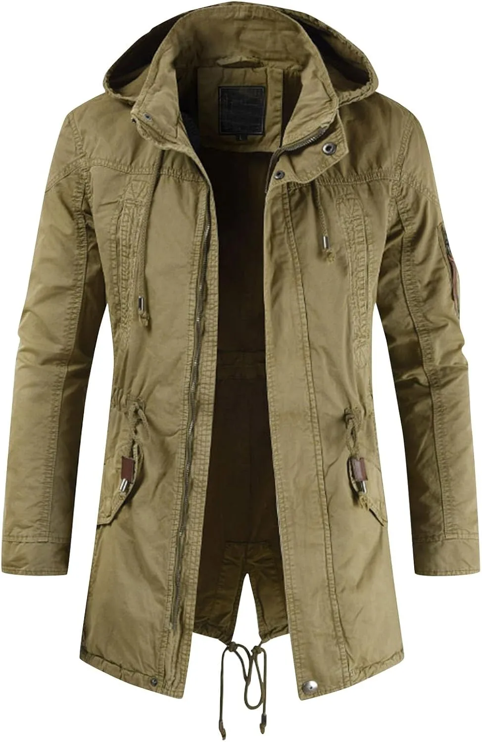 Ymosrh Men's Trench Coats Coat With Hood Notched Lapel Long Jacket Windbreaker Overcoat Pea, M-4XL