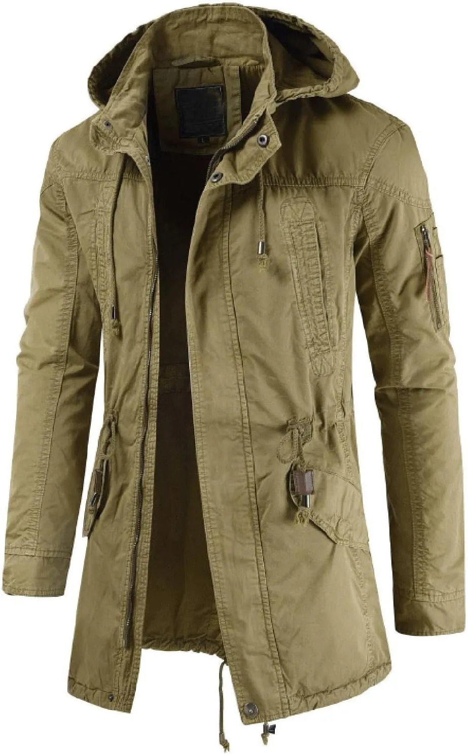Ymosrh Men's Trench Coats Coat With Hood Notched Lapel Long Jacket Windbreaker Overcoat Pea, M-4XL