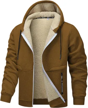 Ymosrh Men's Warm Hoodies Fleece Lined Jacket Sport Hooded Sweatshirt Solid Color Hoodie Pullovers, S-3XL