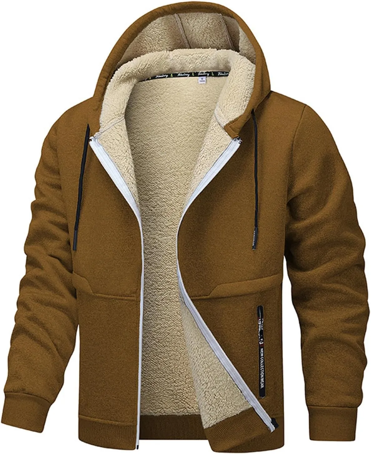 Ymosrh Men's Warm Hoodies Fleece Lined Jacket Sport Hooded Sweatshirt Solid Color Hoodie Pullovers, S-3XL
