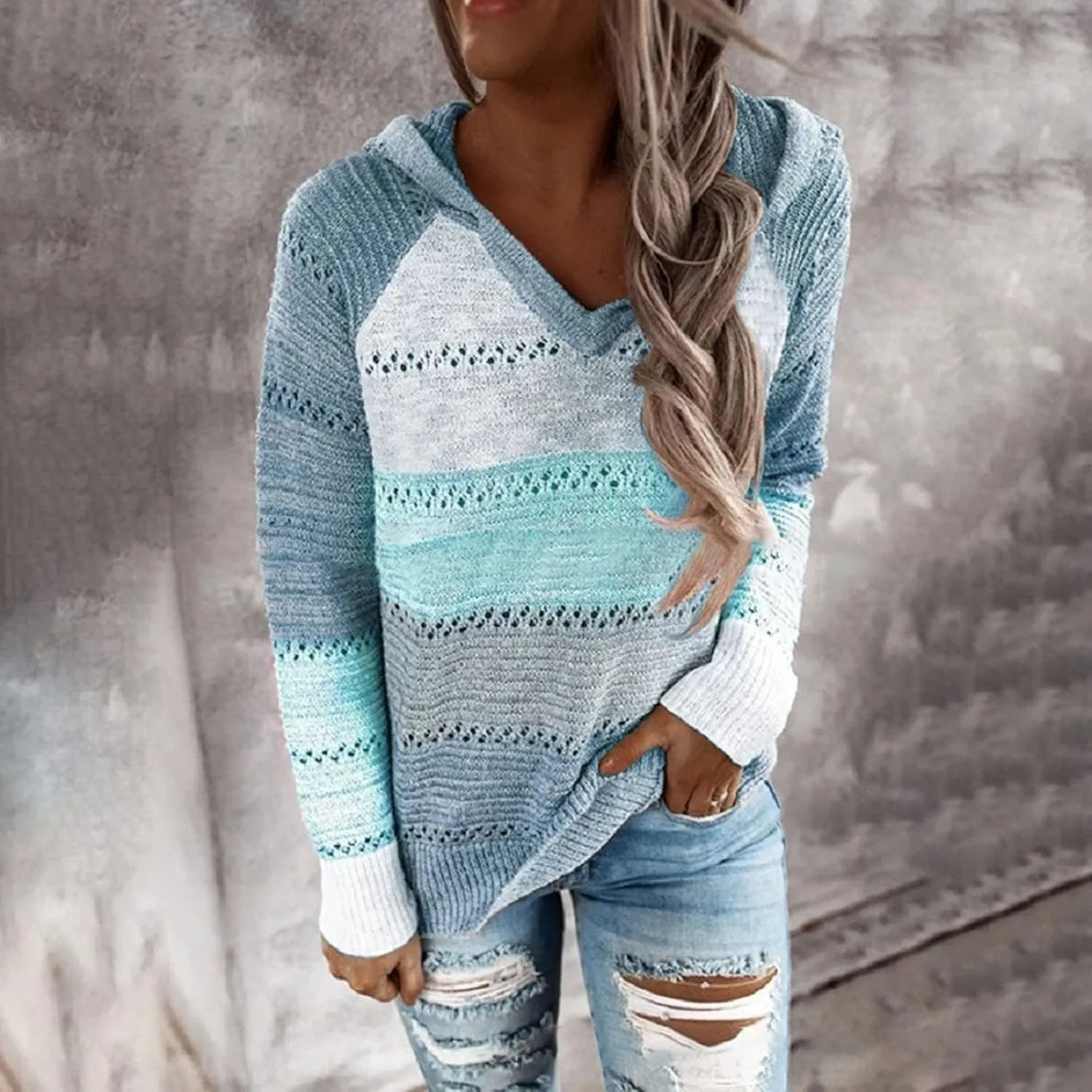 Ymosrh Women's Sweaters Fall 2023 Crewneck Long Sleeve Oversized Fuzzy Knit Chunky Warm Pullover Sweater Top, S-5XL
