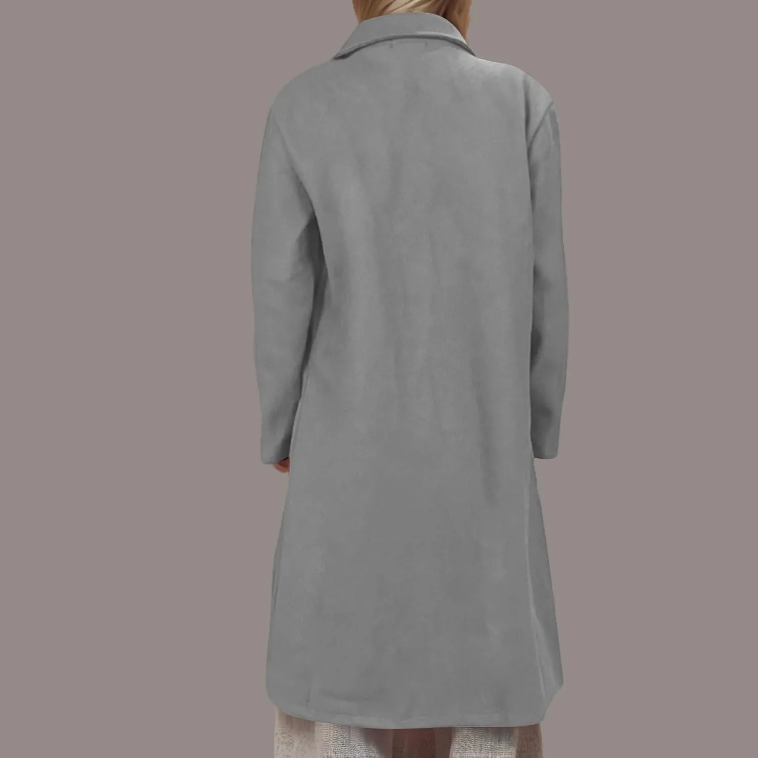 YRAETENM Pea Coats for Women Winter Double Breasted Midi Long Wool Blend Jackets Oversized Notch Lapel Trench Coat Overcoat