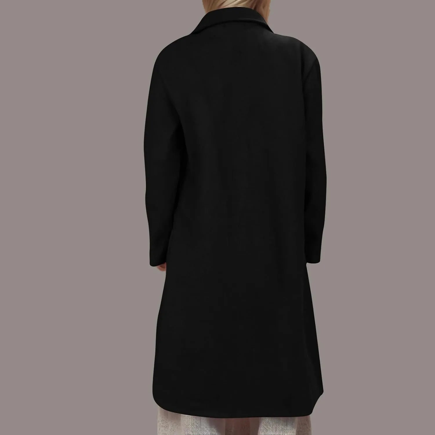 YRAETENM Pea Coats for Women Winter Double Breasted Midi Long Wool Blend Jackets Oversized Notch Lapel Trench Coat Overcoat