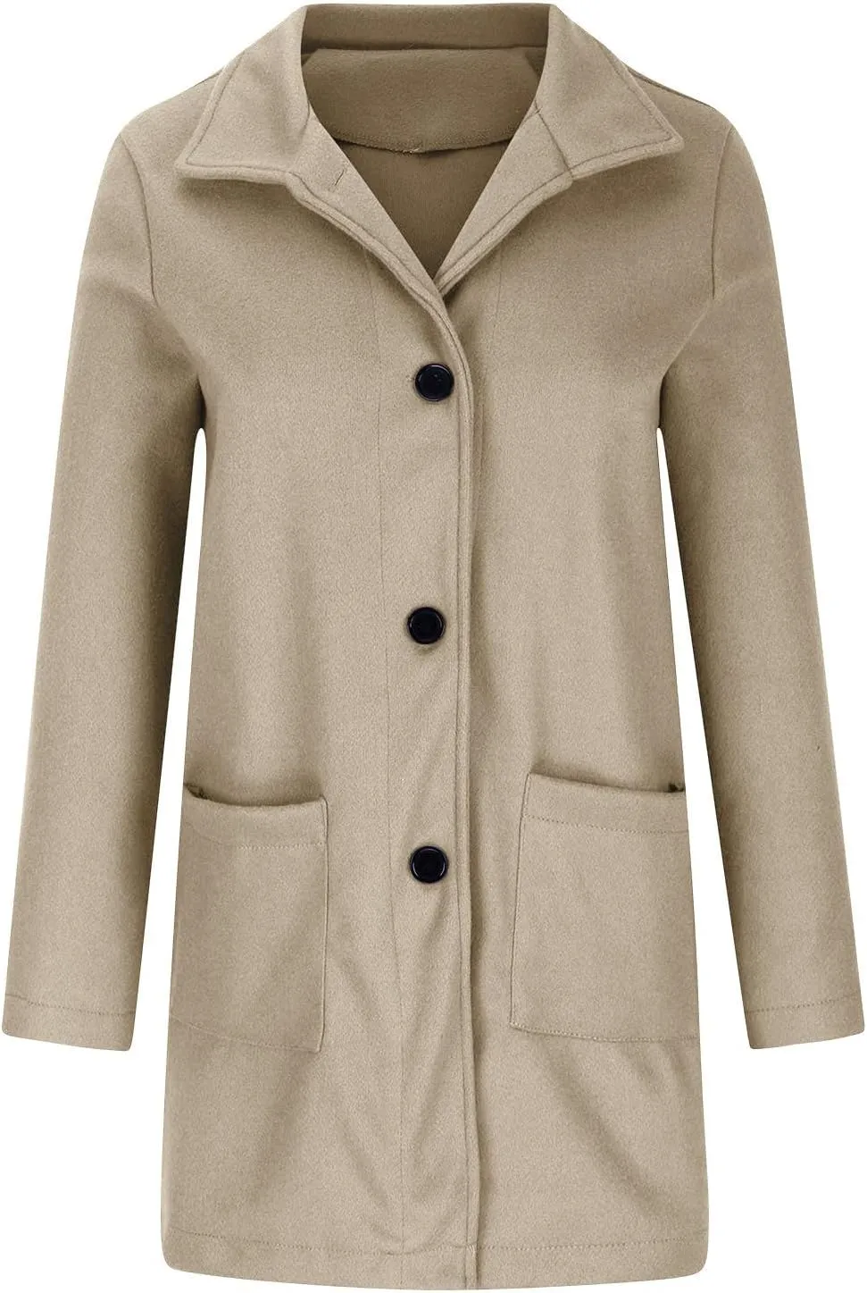 YRAETENM Women's Winter Single Breasted Stand Collar Wool Coat Blazer Jacket Casual Mid-Long Peacoat Trench Coat with Pockets