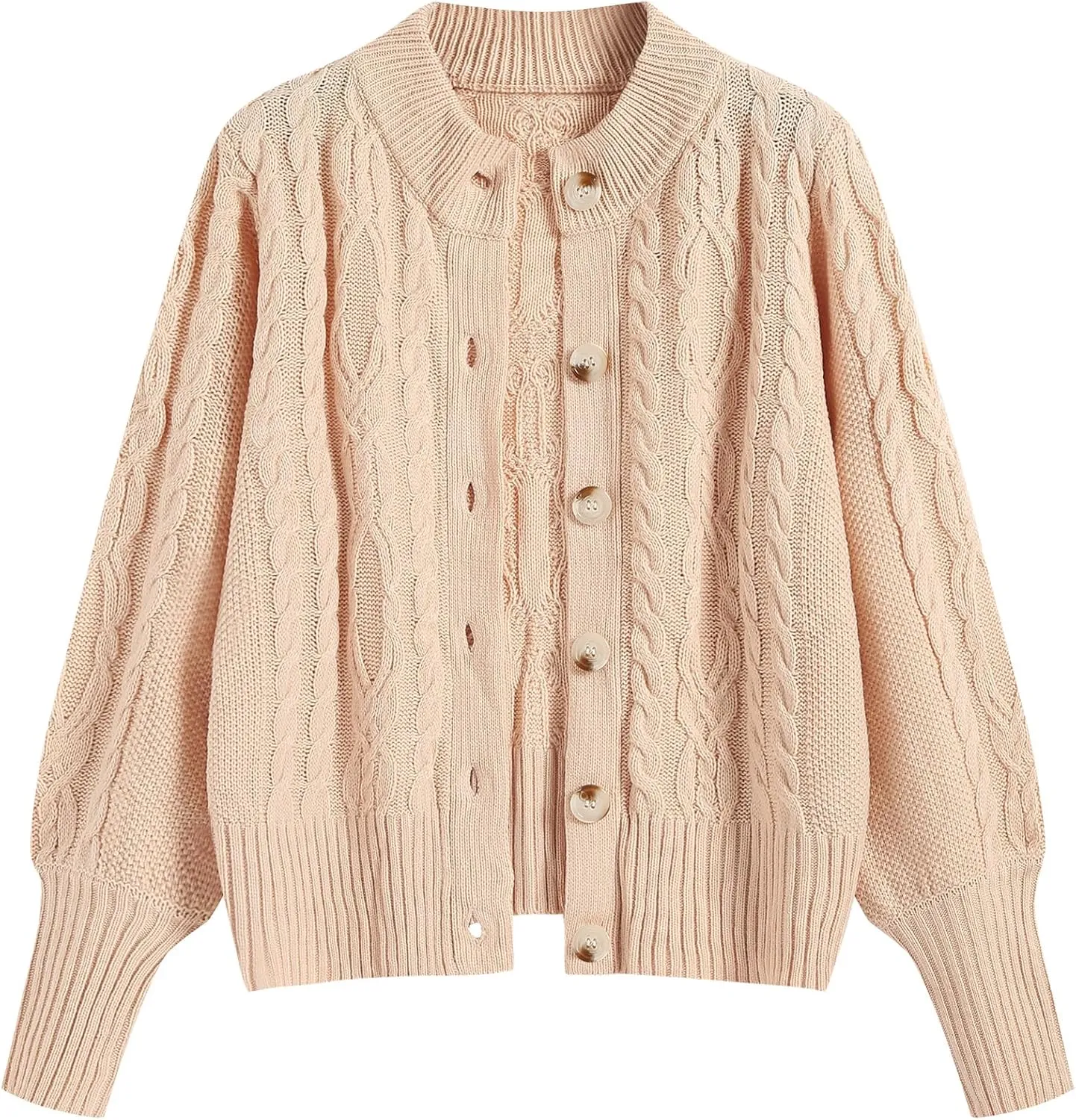 ZAFUL Women's Cardigan Sweaters Cropped Button Down Cable Knit Lightweight Jackets Fall Fashion 2024