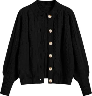 ZAFUL Women's Cardigan Sweaters Cropped Button Down Cable Knit Lightweight Jackets Fall Fashion 2024