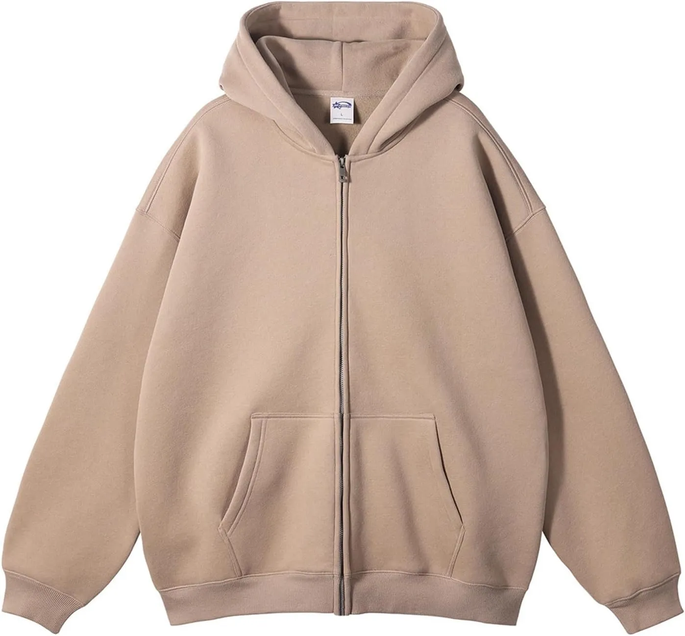 Zip Up Hoodies for Men Long Sleeve Solid Color Jacket with Pockets Hooded Casual Loose Sweatshirts Tops Fall Clothes