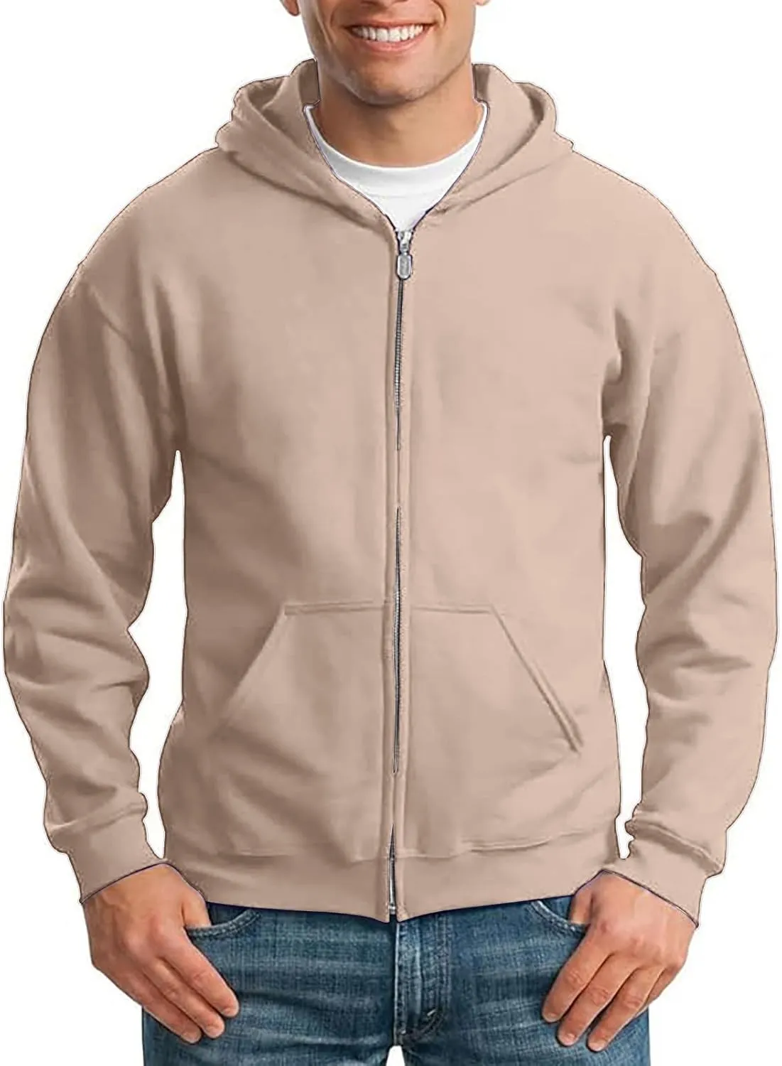 Zip Up Hoodies for Men Long Sleeve Solid Color Jacket with Pockets Hooded Casual Loose Sweatshirts Tops Fall Clothes