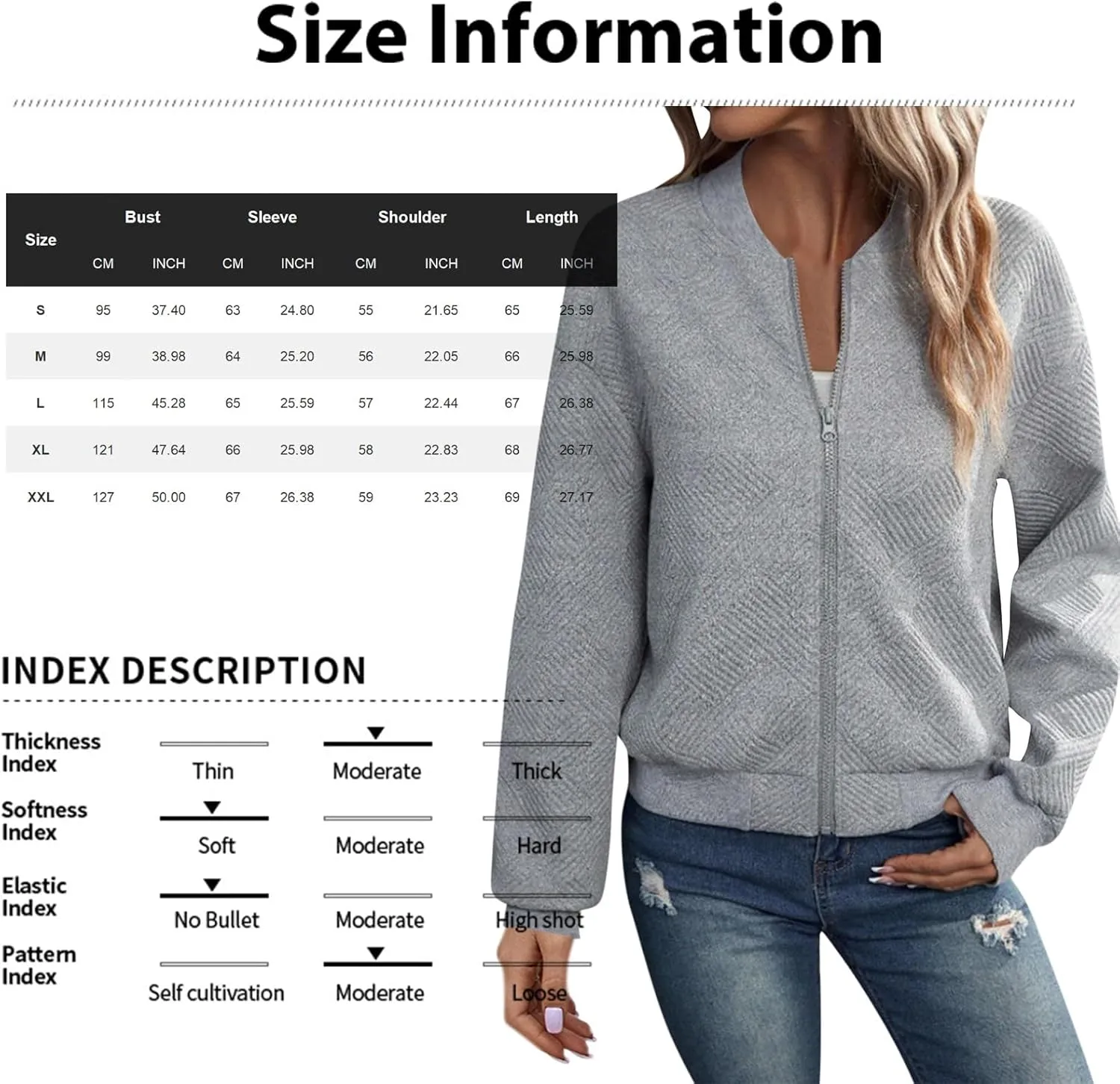 Zip Up Jackets for Women Textured Long Sleeve Bomber Jacket Casual Comfy Soft Lightweight Jacket Coat with Pockets