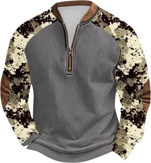 ZYXTIM Men's Hunting Camo Performance Long Sleeve Shirt Fishing Camping Work Shirts Quarter Zip Casual Athletic Shirt Top